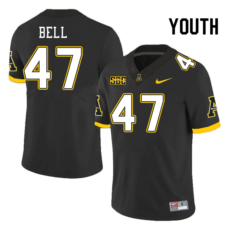 Youth #47 Romelo Bell Appalachian State Mountaineers College Football Jerseys Stitched Sale-Black